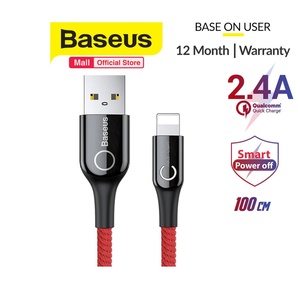 Baseus Cáp sạc Lightning tự ngắt cho iPhone iPad