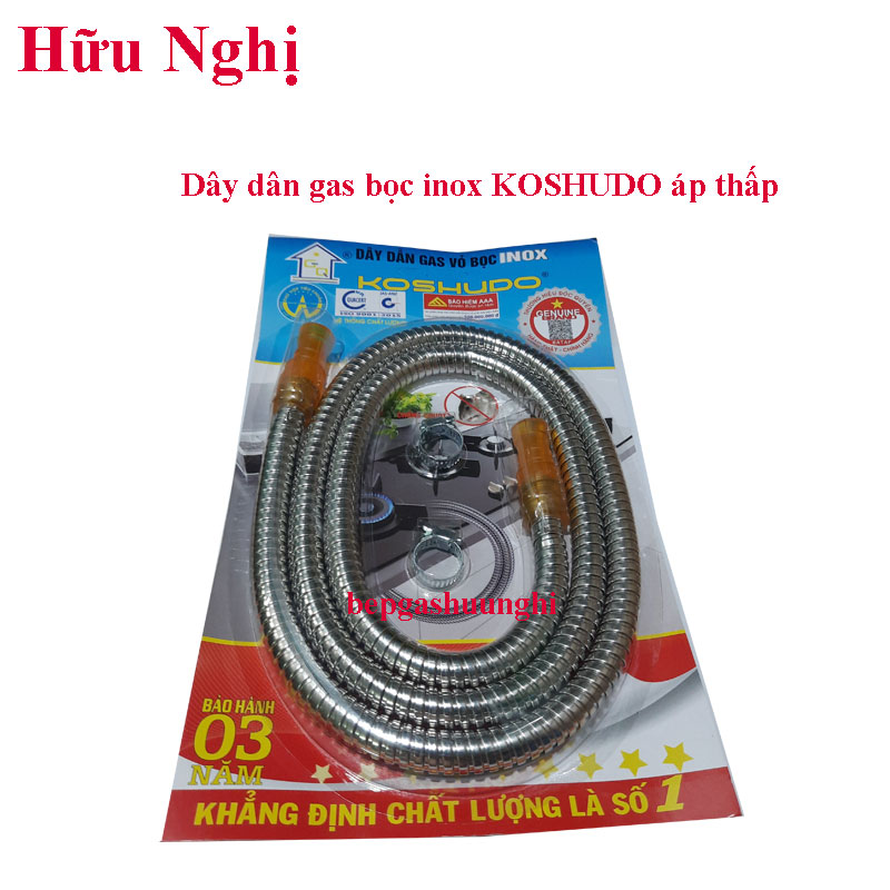 [HCM]Dây dẫn gas áp thấp bọc inox Koshudo ( trắng )