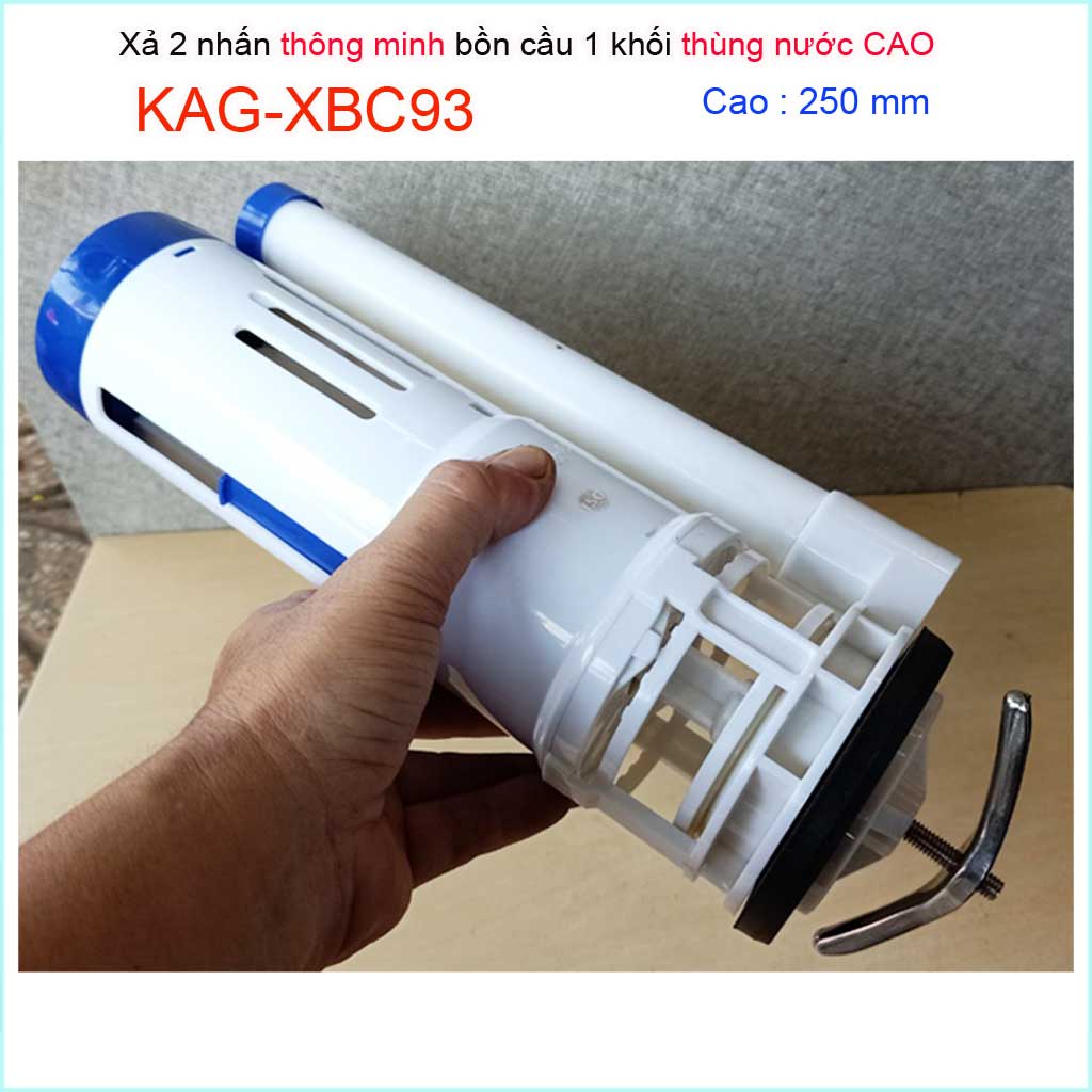 Cụm xả 2 nhấn cầu liền khối KAG-XBC93 - 25cm, xả bệt két liền 2 ấn thùng nước cao, bộ ruột xí bệt 1 khối nhấm êm xả tốt