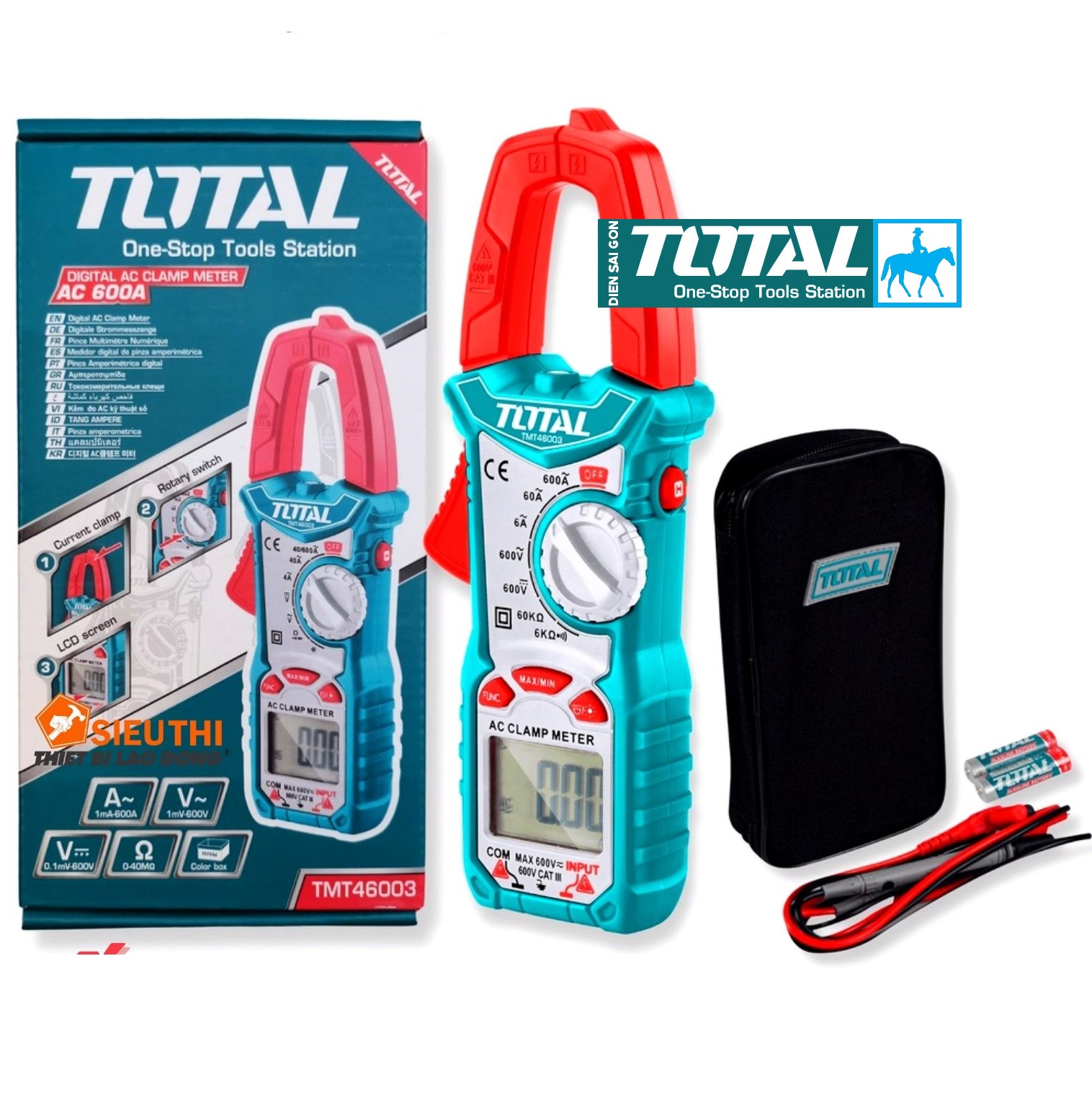 Ampe kẹp kềm đo ac kỹ thuật số cat.iii 600v total tmt46003