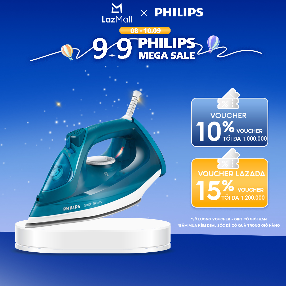 Bàn Ủi Hơi Nước Philips DST3040/70-Công Suất 2600W-Hơi Phun Mạnh Mẽ Ủi Phẳng Mọi Nếp Nhăn-Hàng Phân Phối Chính Hãng
