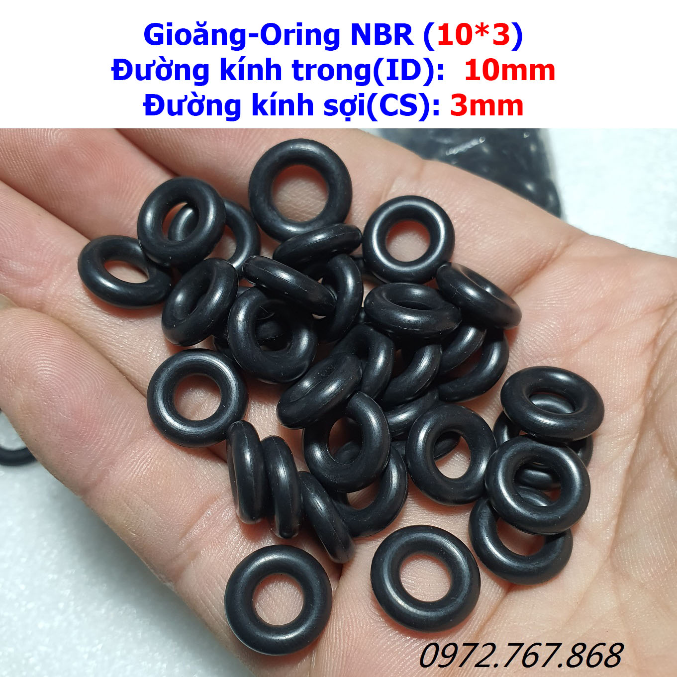 Gioăng cao su 103mm, đường kính trong 10mm, đường kính ngoài 16mm, dày 3mm