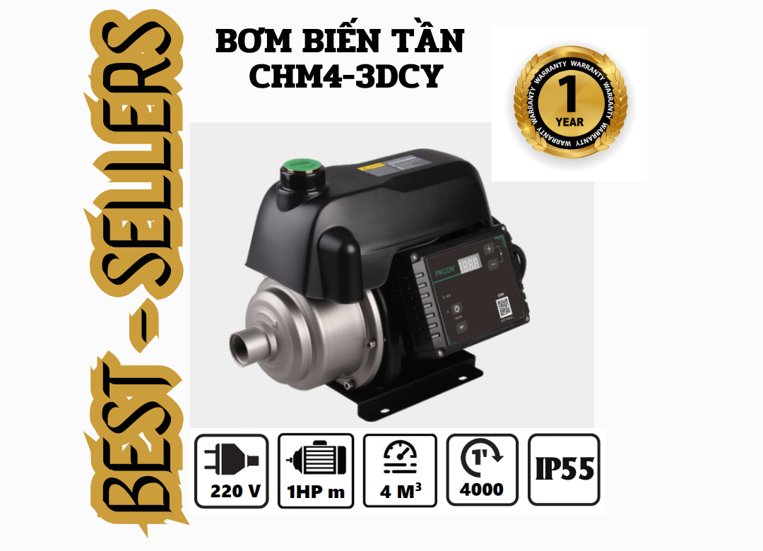 MÁY BƠM NƯỚC INOX BIẾN TẦN THÔNG MINH PRODN sx GALAN đặt hàng/CHM4-2DCY