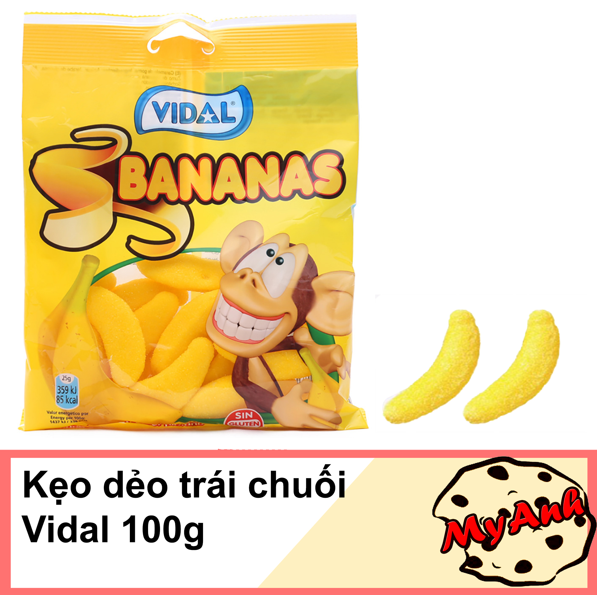 Kẹo dẻo trái chuối vidal 100g date t3/2023