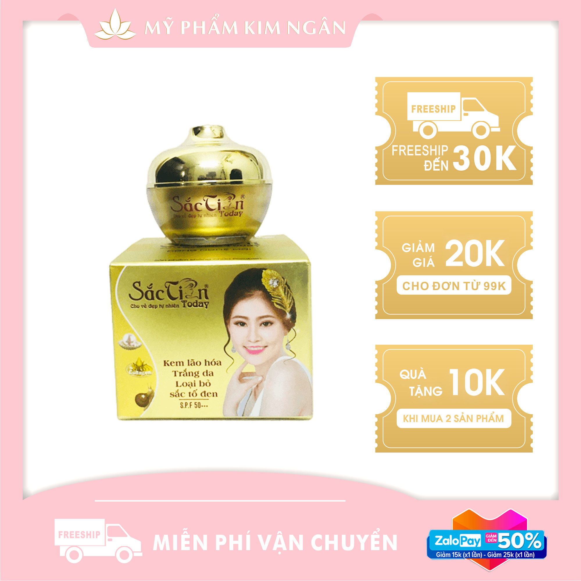 Kem lão hóa loại bỏ sắc tố đen, Sắc tiên today Dưỡng trắng da (15g) - Mỹ Phẩm Kim Ngân