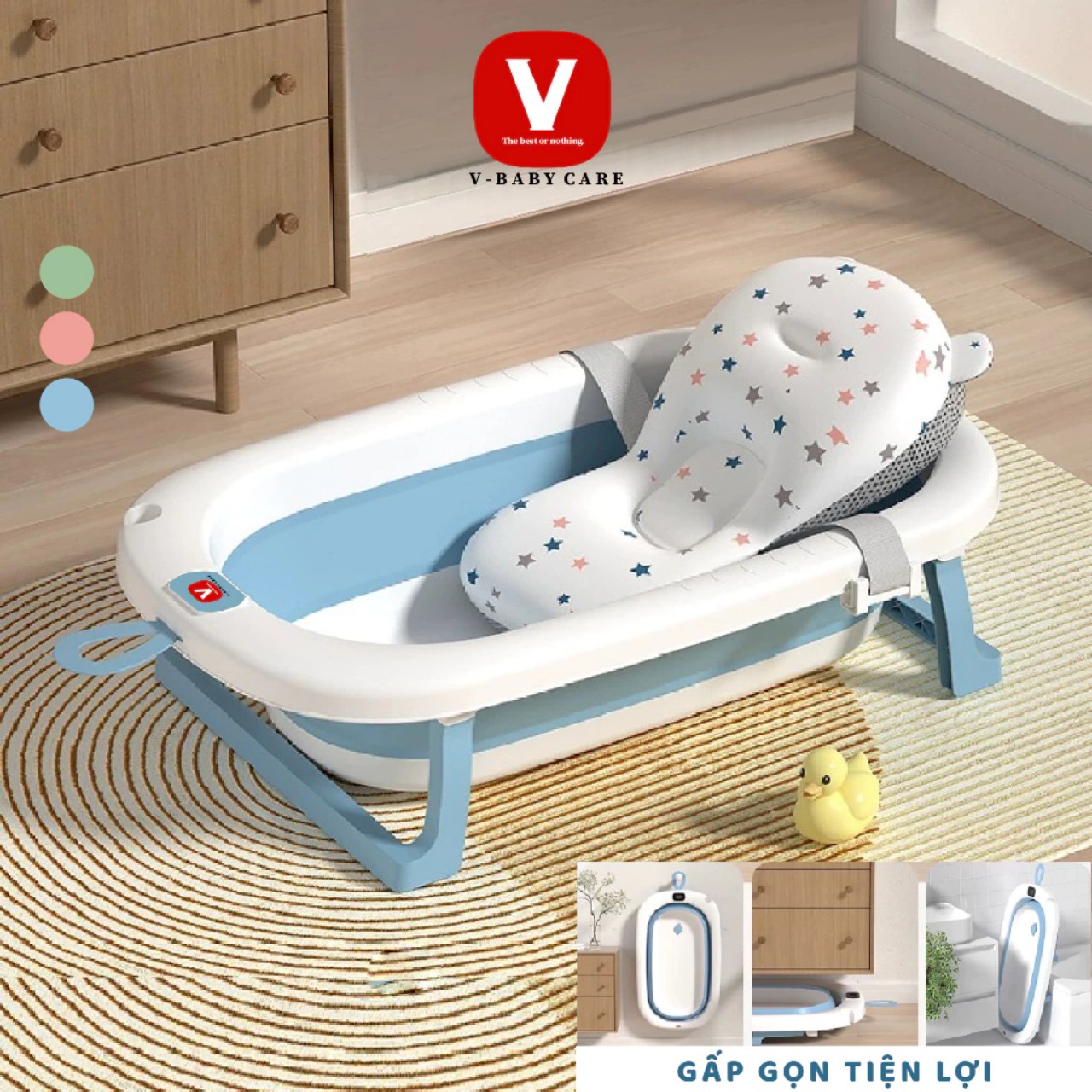 Thau tắm gấp gọn cho bé sơ sinh và bồn tắm canh nhiệt độ cho bé bt1