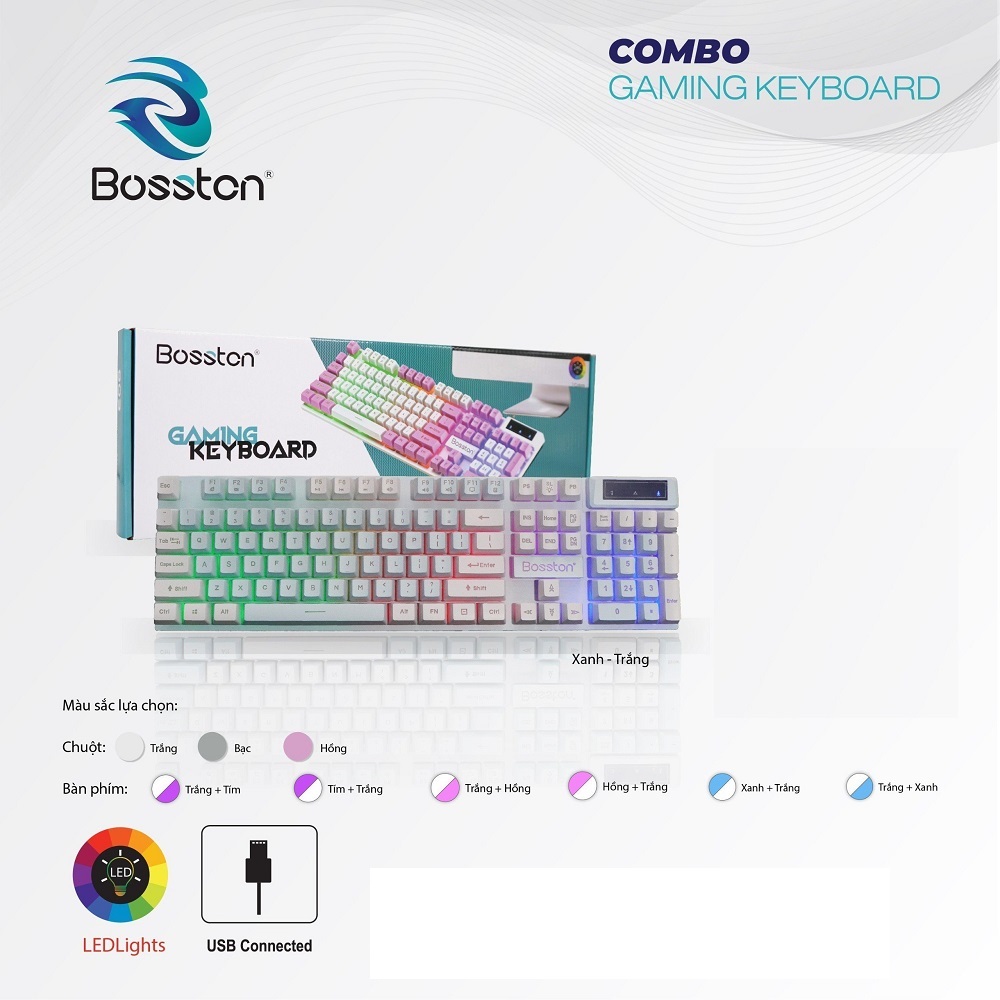 Bàn phím giả cơ chuyên game bosston 803 led đa màu - phụ kiện 1986