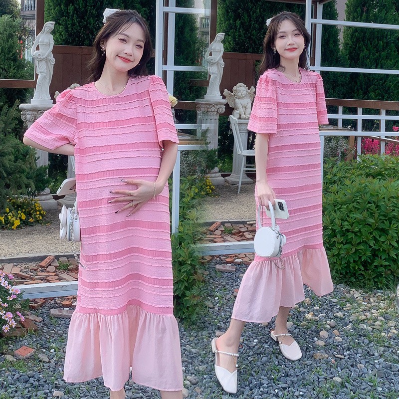 Váy bầu hè cộc tay mẫu mới-đầm bầu xinh thiết kế sang chảnh cho mẹ bầu