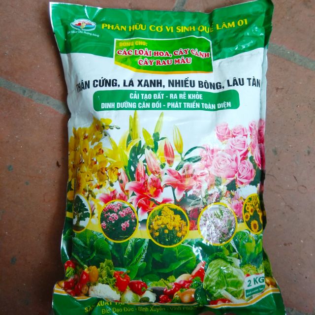 Gói 2kg Phân hữu cơ vi sinh cho hoa, cây cảnh, rau màu Quế Lâm