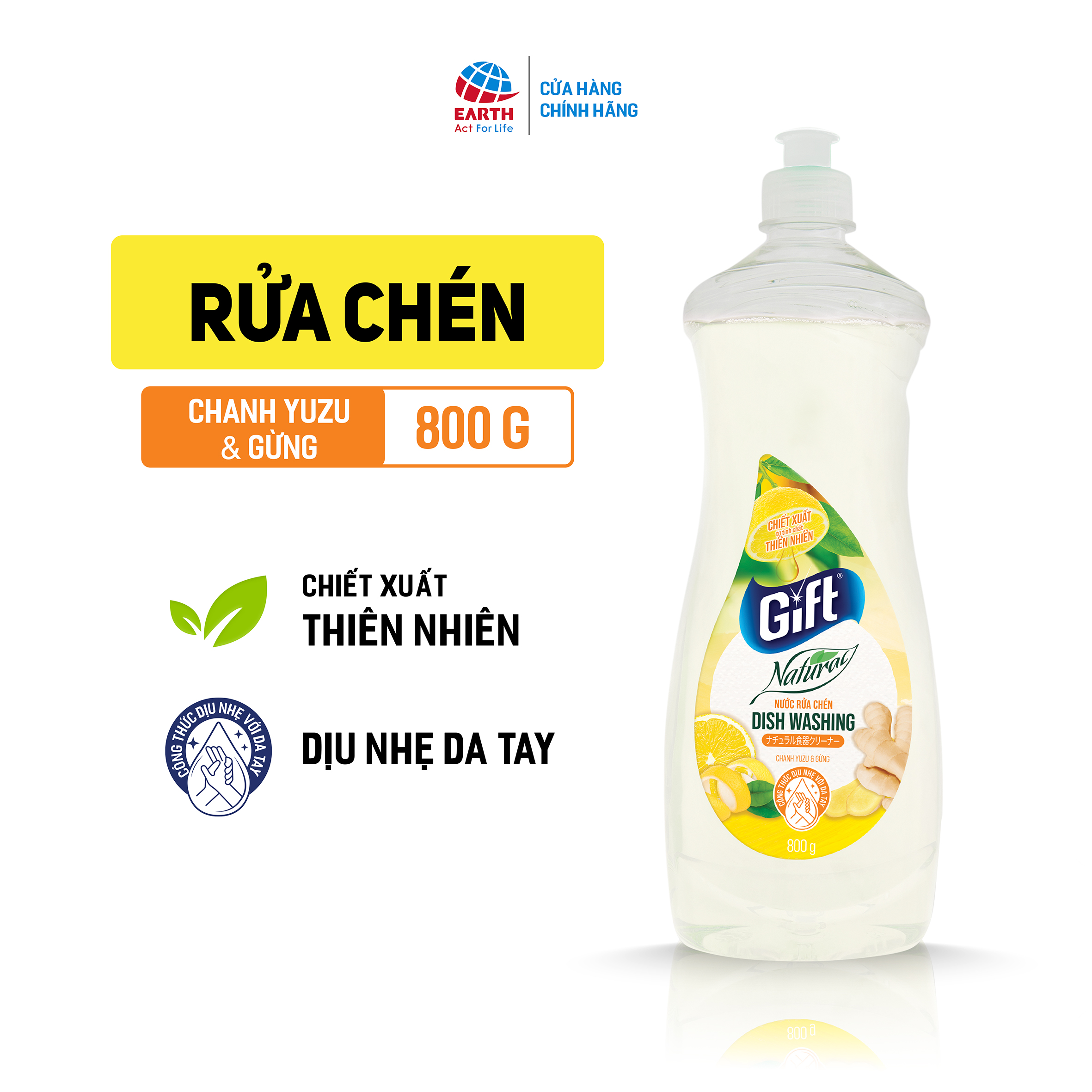Nước rửa chén Gift Natural Chanh Yuzu & Gừng
