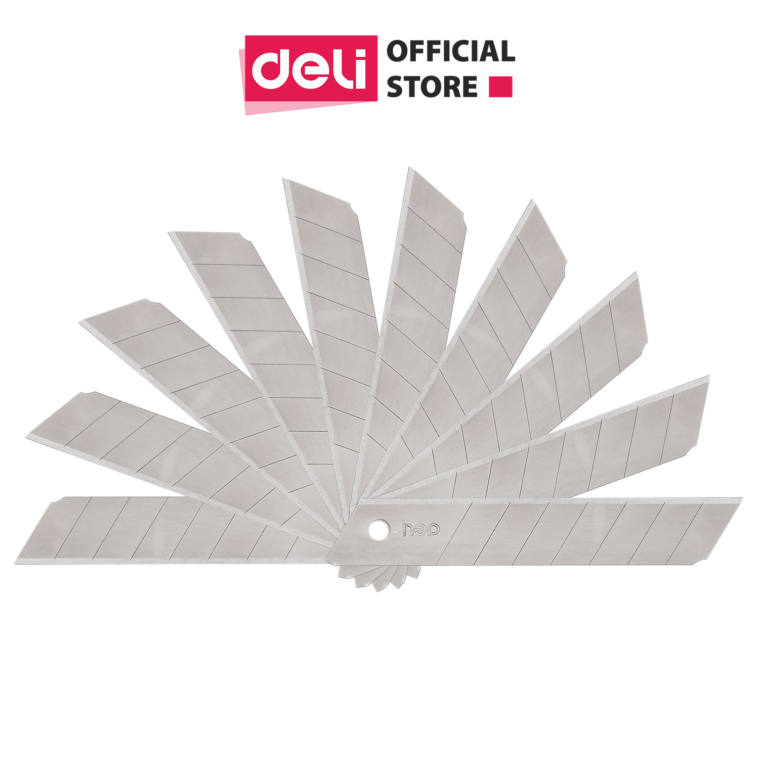 Lưỡi dao rọc giấy Deli, cỡ lớn, loại 8 lưỡi Bạc - 10 chiếc lưỡi/hộp - E2011