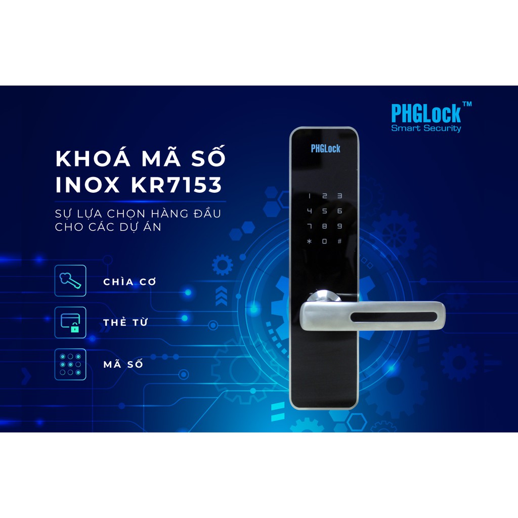 Khóa điện tử phglock kr7153 silver