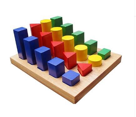 DohoigiaoductamankidsGiáo Cụ Montessori- Bảng Khối Trụ So Sánh Bằng Gỗ Hàng Việt Nam