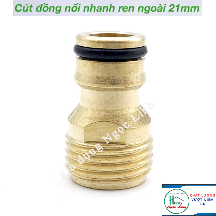 Khớp nối nhanh đầu vào bằng đồng - cút nhanh nhanh bằng đồng REN NGOÀI 21mm 1/2in