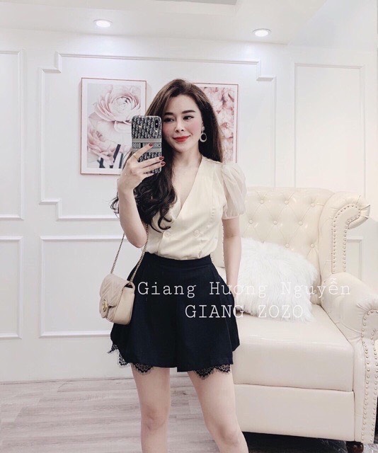 Chân váy tuyết mưa hai tầng phối ren hoa tiểu thư