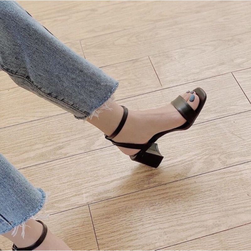 giày cao gót quai ngang bi size nữ số lớn size lớn ngoại cỡ 40 41 42 43 gót vuông 5 cm