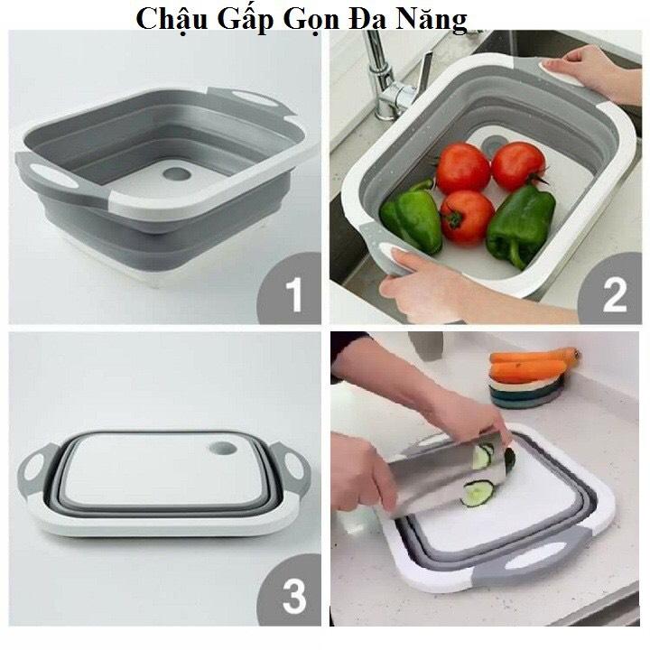Chậu thớt gấp gọn đa năng - kiêm thớt - rổ đựng cao cấp 79c99