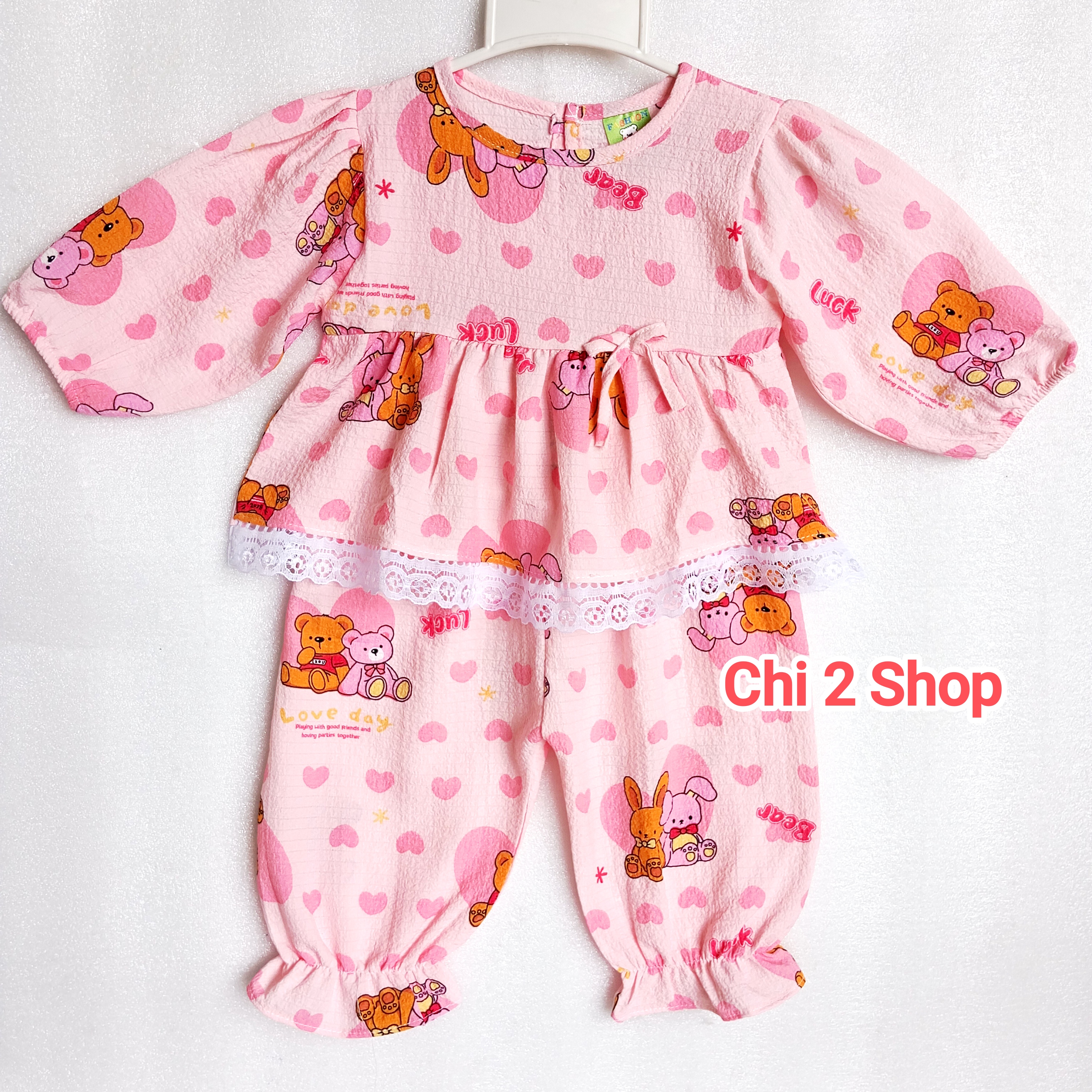 Girls' Long-Sleeved Clothes C2H08, (5-11kg), Rice Foam Set, Newborn Children's Clothes, Children's Clothes under 3 Years Old, Cheap, Cool Home Clothes