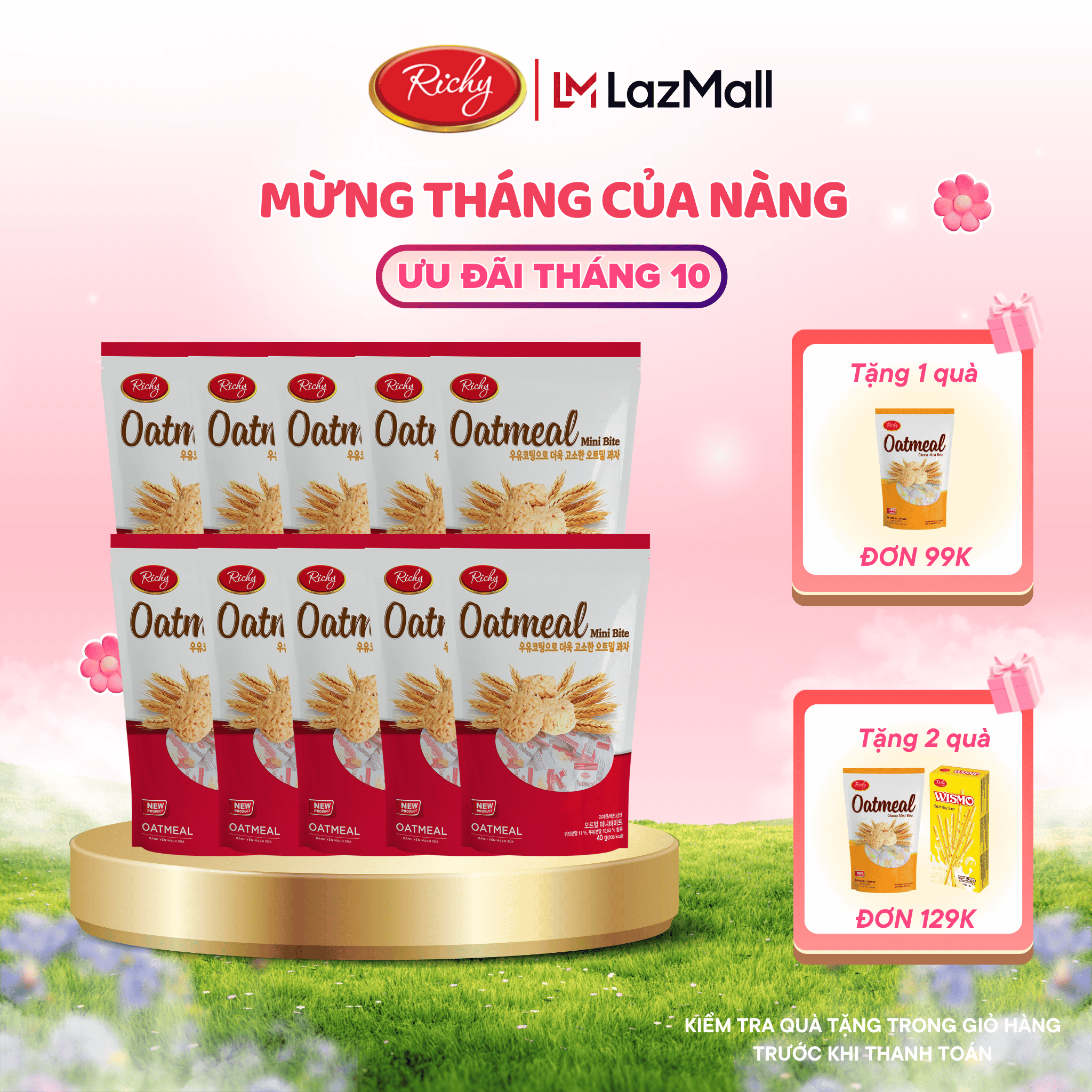 Combo 10 gói Bánh yến mạch Richy túi nhỏ - TÚI 35G-40G