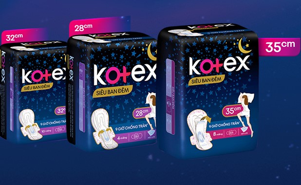 Băng vệ sinh ban đêm Kotex Style khô thoáng 10 miếng 32cm,28cm,35cm