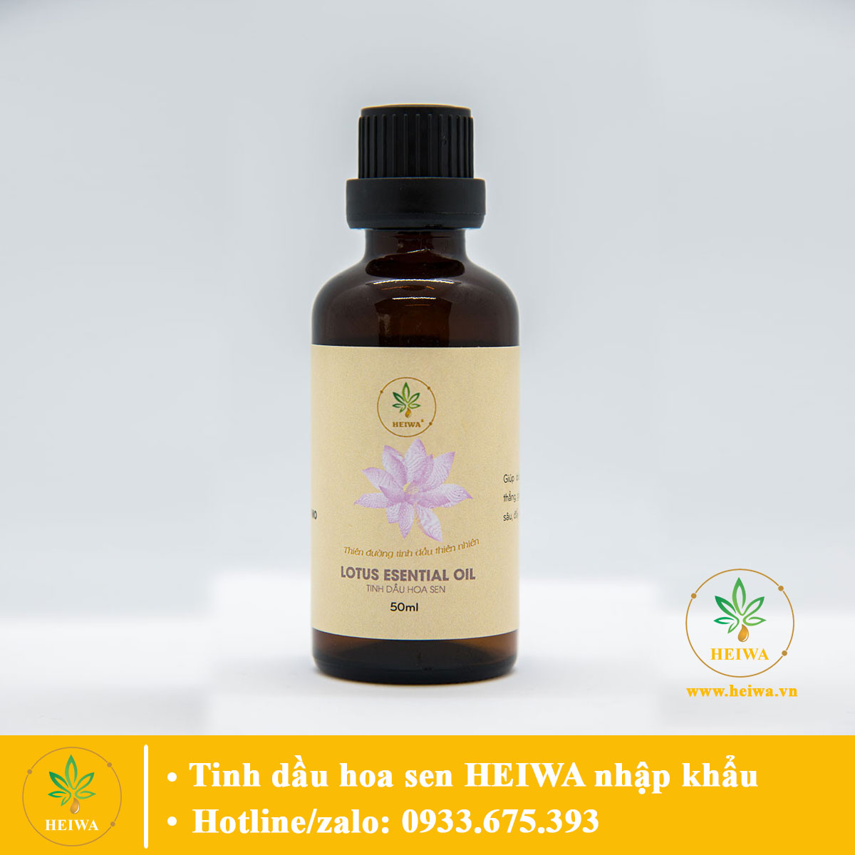 [FREE SHIP]Tinh dầu Hoa sen thương hiệu HEIWA nhập khẩu Ấn Độ dung tích 50ML xông phòng cực tốt, hương thơm dịu nhẹ giúp thư giãn, ngủ ngon
