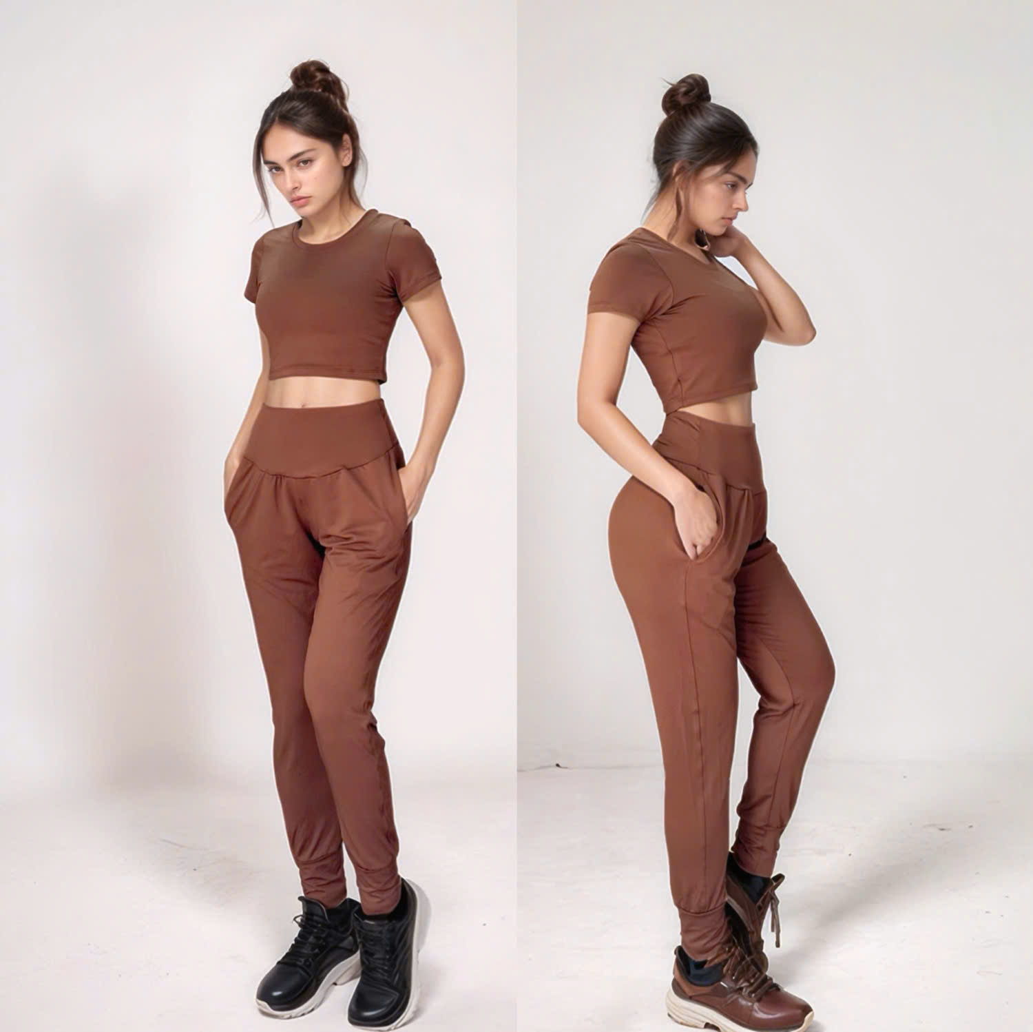 Bộ Đồ Thể Thao Nữ Áo Croptop Quần Dài Alibaba Tập Gym Yoga Aerobic Cao Cấp