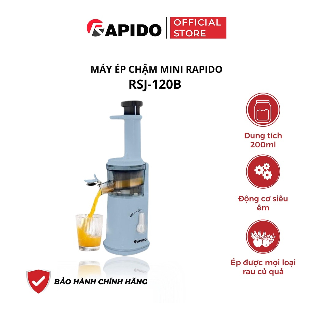 Máy ép chậm mini Rapido RSJ-120 sản xuất trên dây chuyền hiện đại của Đức, bảo hành 1 năm, hàng chính hãng
