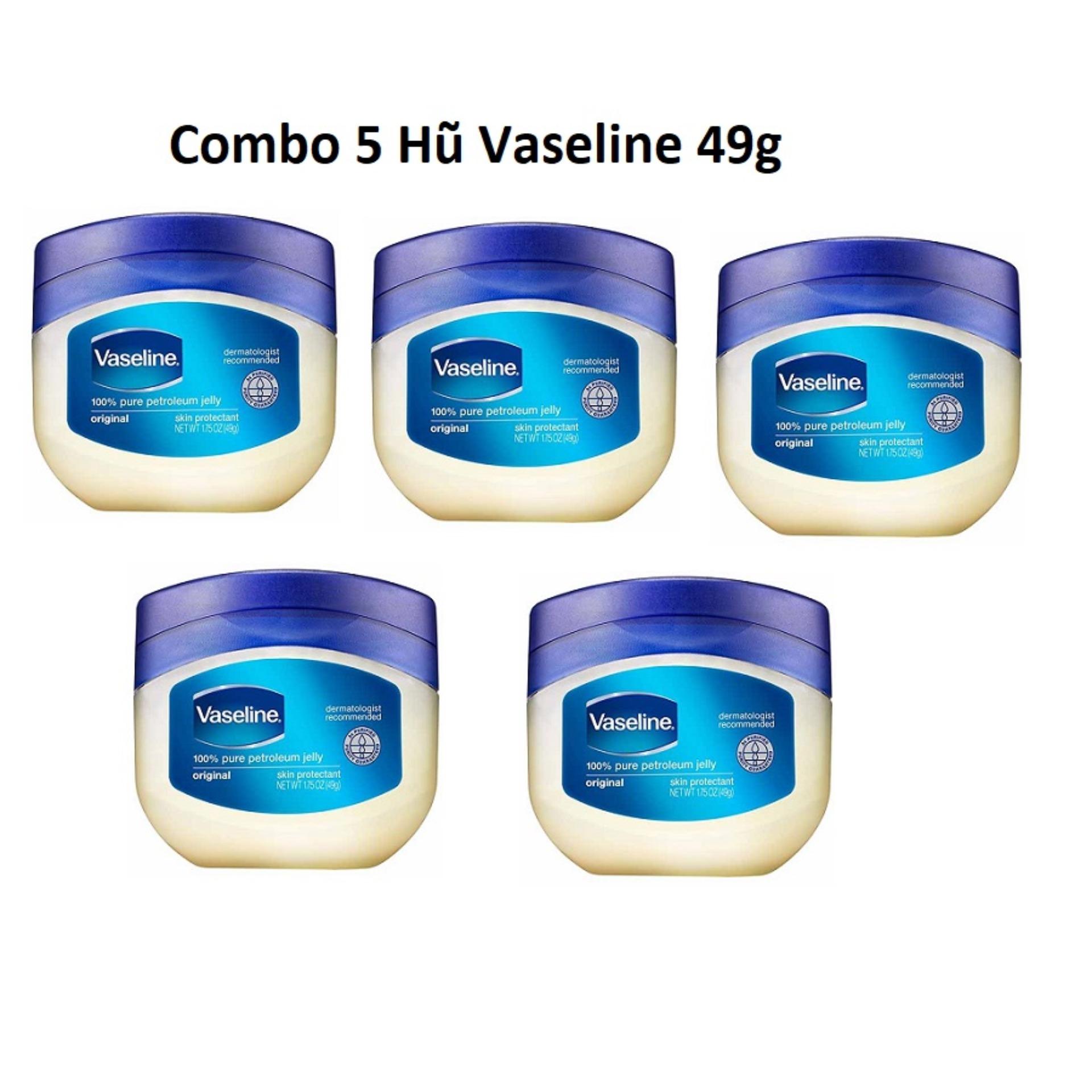 Combo 5 Hũ Sáp Dưỡng Ẩm Vaseline 100% Pure Petroleum jelly Original 49g