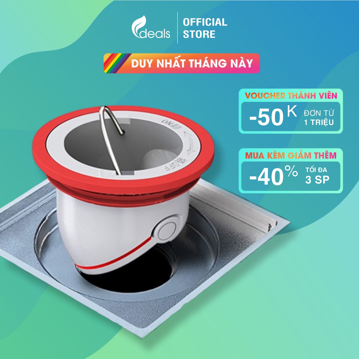 Nắp Ngăn Mùi Thoát Sàn ECODEALS - Chặn Mùi Hôi Cống, Chống côn trùng, Chống trào ngược