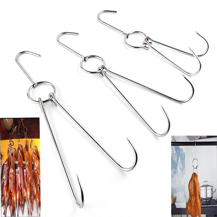 10 BỘ)móc treo vịt,,móc treo gà nướng lu,chân giò ,ba chỉ inox không gỉ