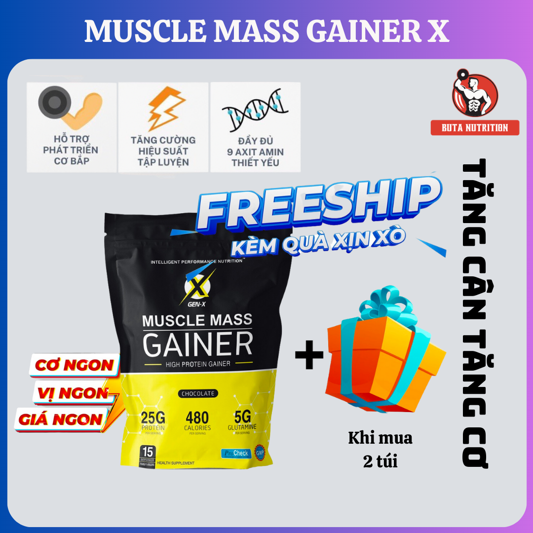 Tặng shaker - combo 2 túi sữa tăng cân tăng cơ - muscle mass gainer gen-x
