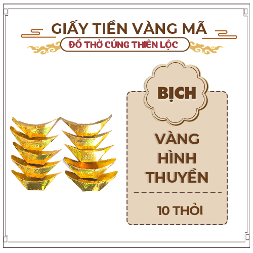 Vàng thuyền giấy cao cấp loại thỏi vàng hàng mã đồ thờ cúng thiên lộc - gói 10 thỏi