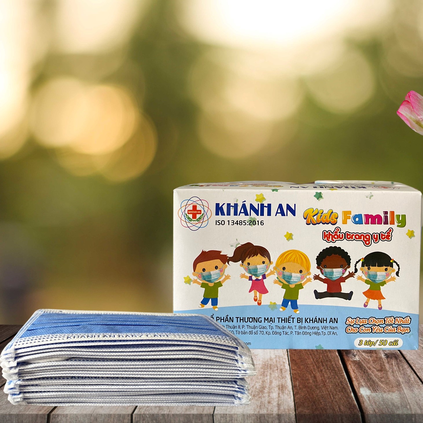 Khẩu trang y tế 3 lớp Khánh An Kids Family Baby Care dành cho học sinh tiểu học, trẻ em trên 5 tuổi