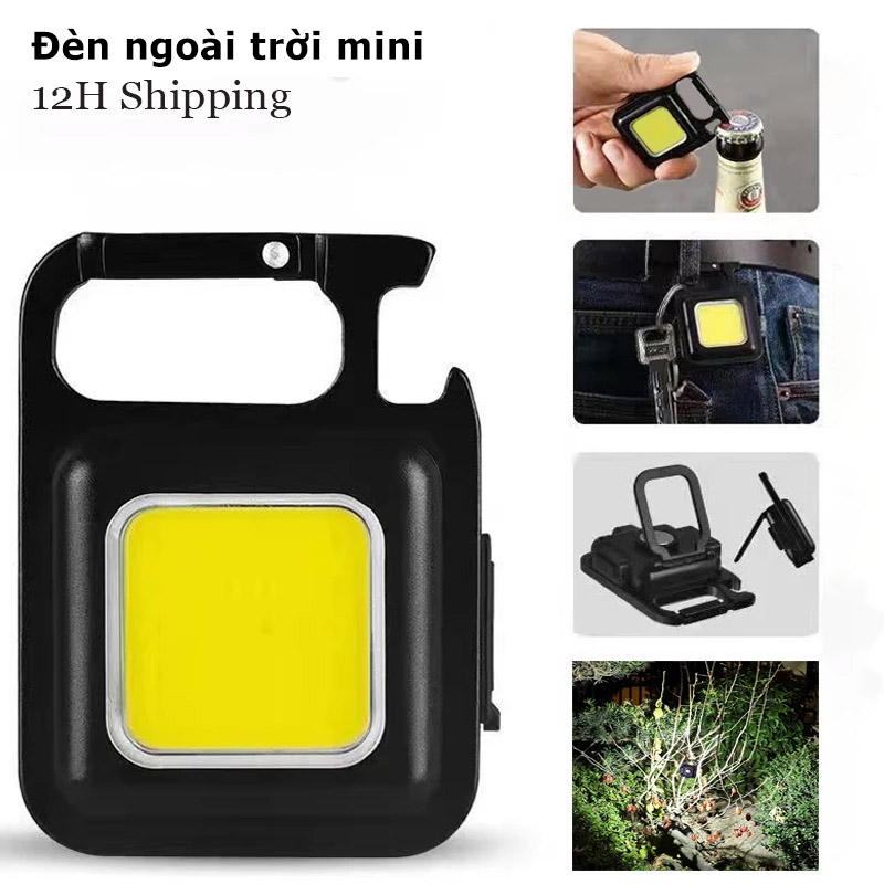 Đèn pin siêu sáng, đèn led mini COB 800 Lumens móc khóa đa năng sạc usb tiện dụng