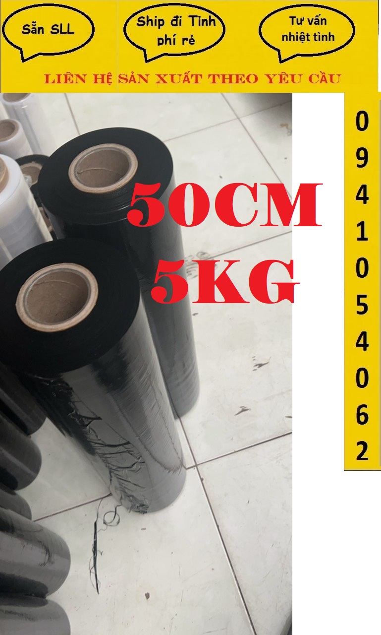Màng PE đen, màng quấn đen 50cm 5kg