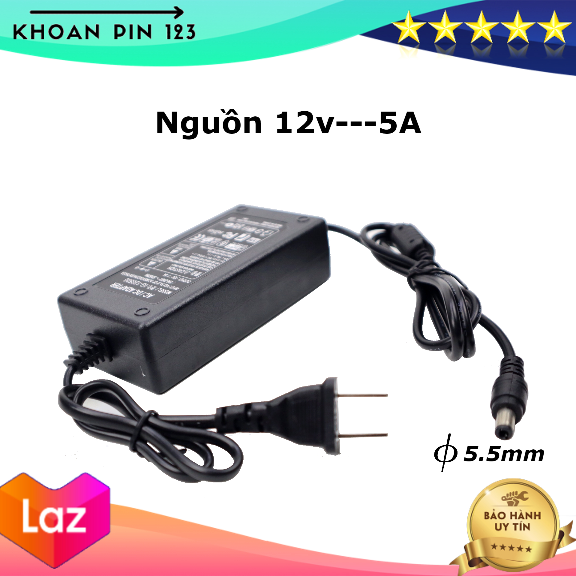 Nguồn 12v 5a adapter dc/ac có đèn báo dùng cho camera, modem wifi, đèn led...