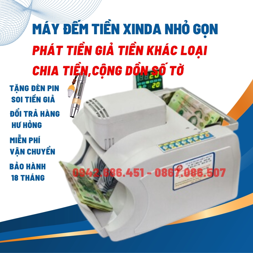 Máy đếm tiền cao cấp, đa chức năng XD 2166L, phát hiện tiền giả, tiền khác loại bảo hàng 18 tháng