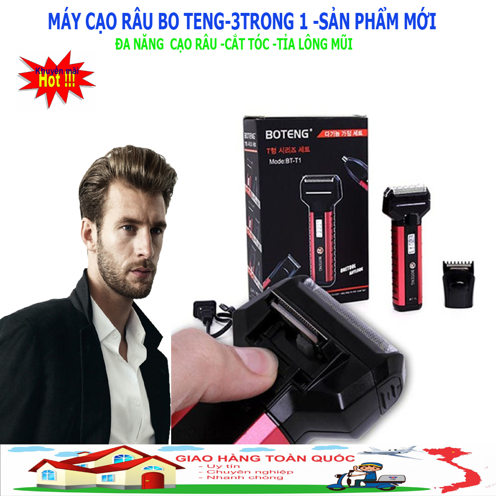Máy Cạo Râu, Máy Tỉa Râu, Máy Cạo Râu Cao Cấp-Máy cạo râu đa năng 3 trong 1; Sử dụng pin sạc; Lưỡi dao kép rất an toàn, không bị hoen gỉ. GIẢM GIÁ SỐC DUY NHẤT HÔM NAY-BH 1 ĐỔI 1.