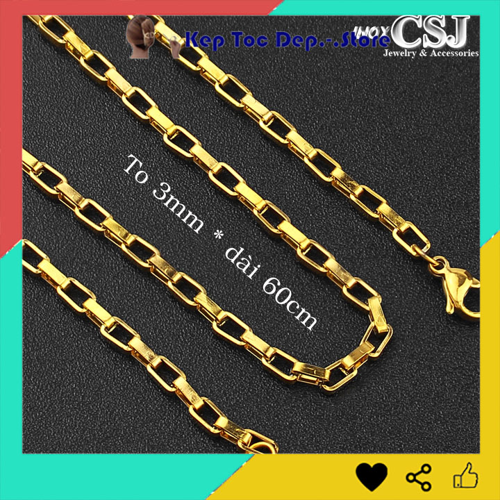 DÂY CHUYỀN INOX MẠ VÀNG HÌNH VUÔNG 3LY ĐẸP, BỀN MÀU