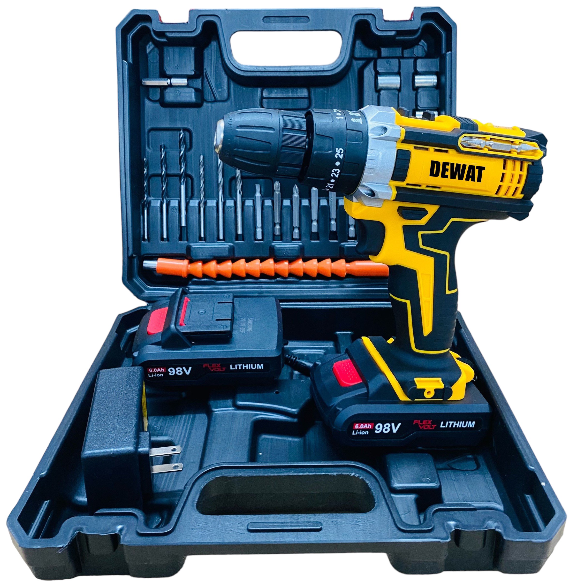 Máy khoan pin 98V DEWAT 3 chức năng có búa - Chuyên khoan tường, khoan sắt, khoan gỗ, bắt vít