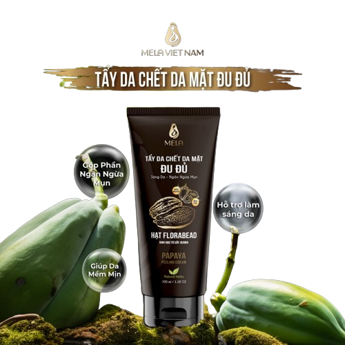 Tẩy da chết mặt đu đủ mela làm sạch lỗ chân lông, tẩy tế bào chết giúp sáng mịn và đều màu da 200ml