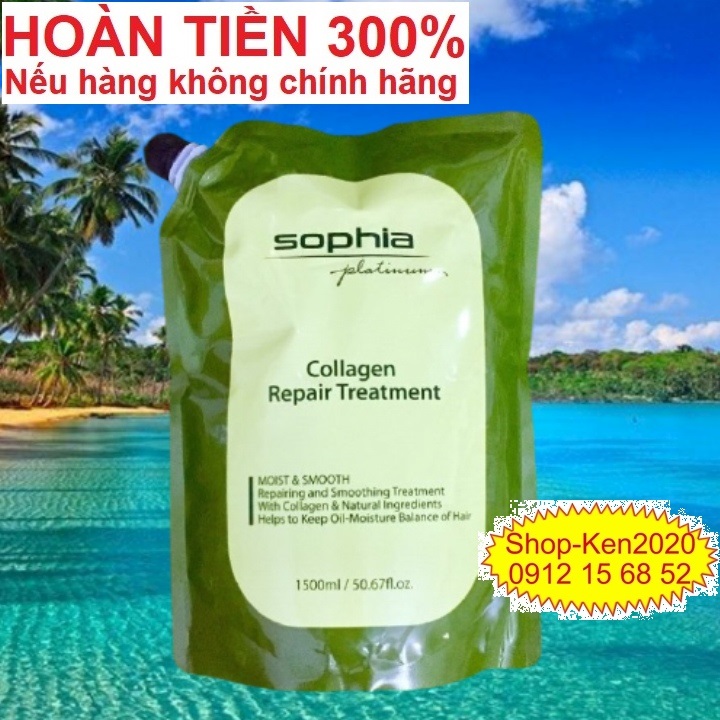 Kem hấp tóc Sophia Platinum Collagen Repair Treatment 1500ml phục hồi tóc hư tổn