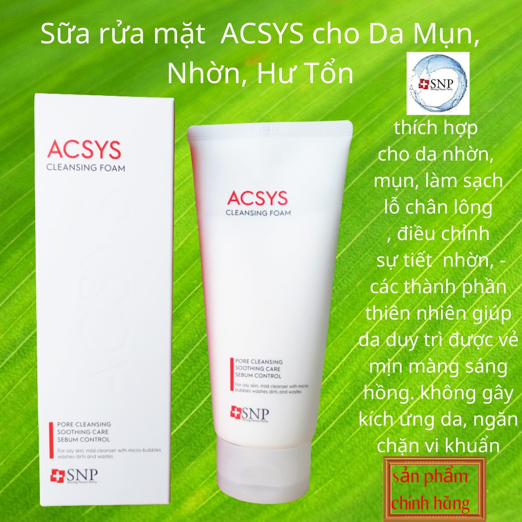 Sữa rửa mặt cho da mụn snp acsys cleansing foam 180g