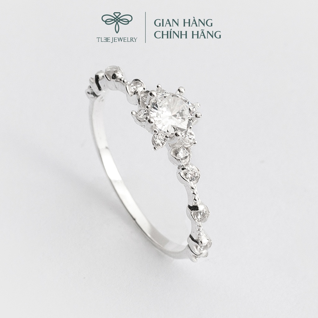 Nhẫn bạc nữ TLEE hoa đá năm cánh nạm đá cao cấp TleeJewelry A0214