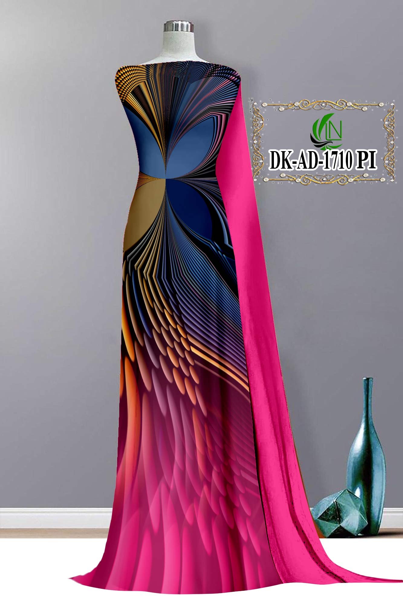 Vải áo dài 3d bộ họa tiết 3d