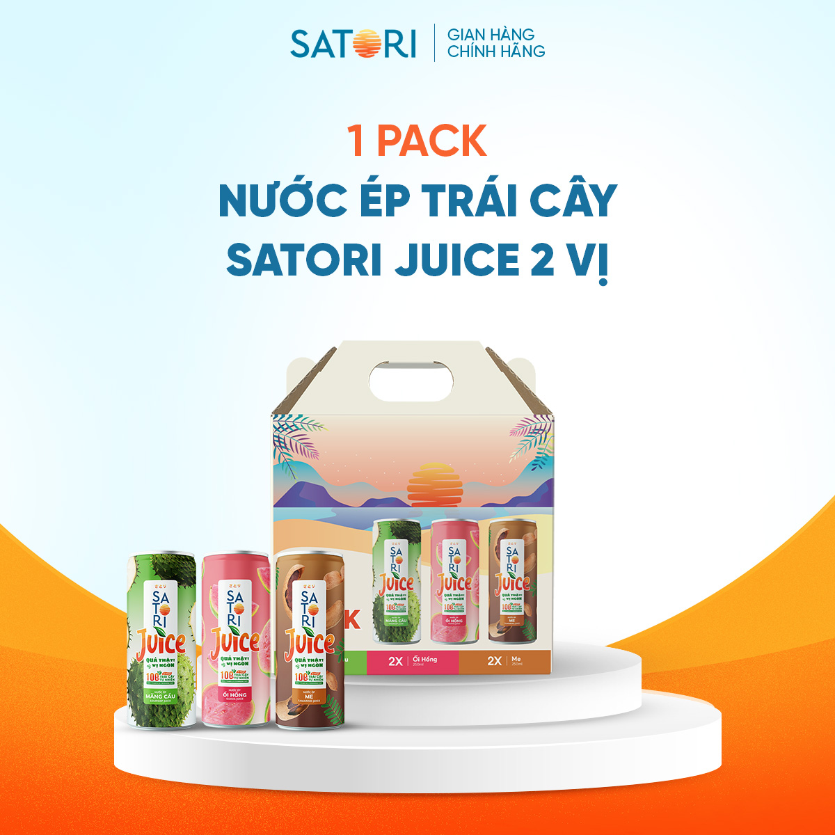 Pack 2 vị nước ép trái cây Satori Juice nhiều vị lựa chọn - 250ml
