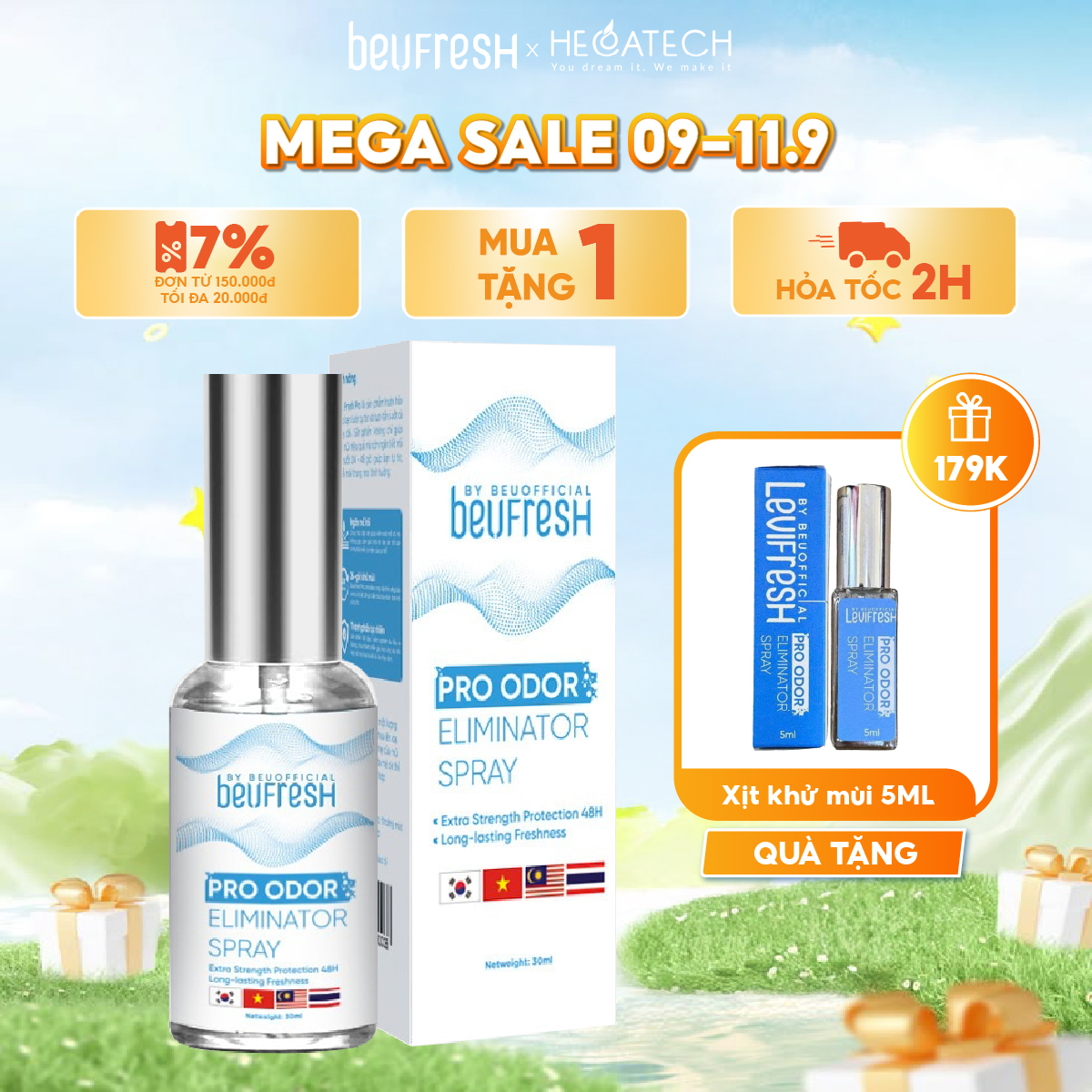  Xịt khử mùi ngăn mồ hôi toàn thân BEUFRESH 5ml 