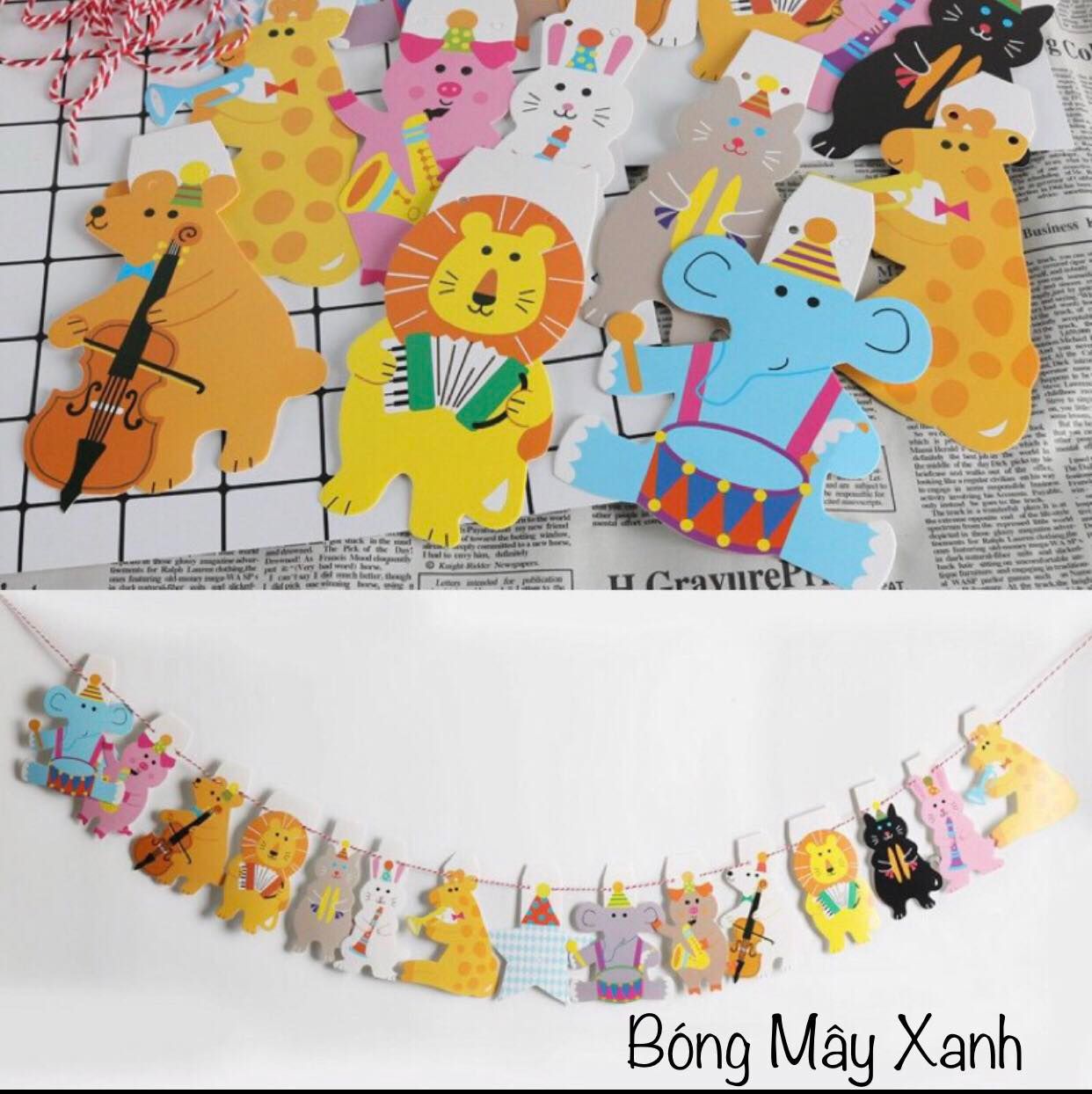 Dây treo hình thú trang trí sinh nhật, tiệc tùng