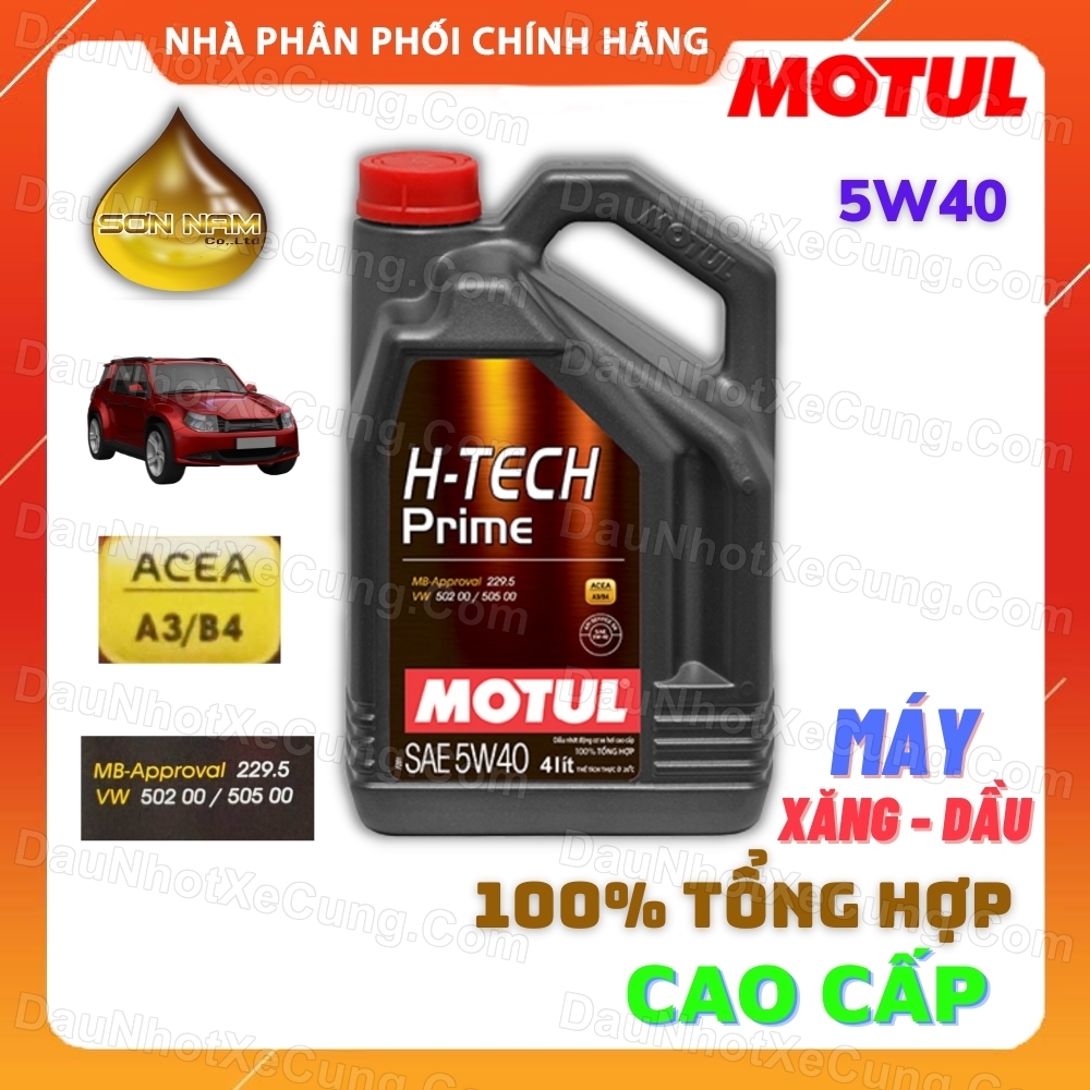 Dầu nhớt Motul H-TECH Prime 5W40 API SN/CF 4lit ô tô 100% Tổng Hợp