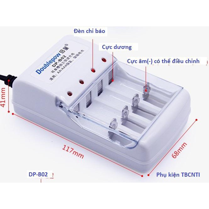 Combo bộ sạc doublepow kèm 4 pin tiểu sạc doublepow aa 1200mah